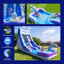 Toboggan aquatique gonflable HeroKiddo Dauphin de 4,9 m avec pataugeoire amovible, pour 2 enfants, avec souffleur d'air.