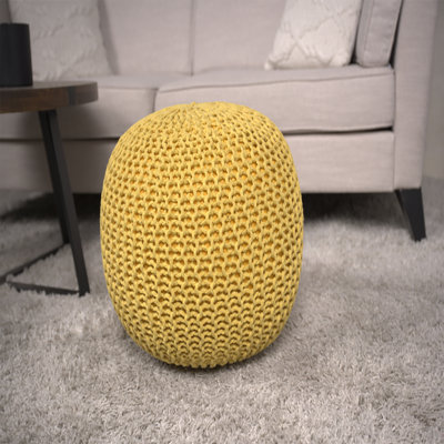 Bordeaux Knitted Cotton Round Pouf
