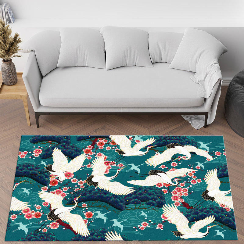 Soft Pile Floral Printed Area Rug with Ornate Botanical Motif for Elegant Living Space Enhancement, Rectangle 3'3" x 4'11"