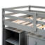 Lit mezzanine simple bas avec cabinet et bureau portatif à roulettes-106609738