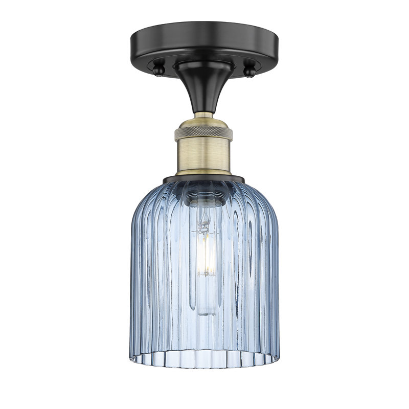 Edison - Adriena - Plafonnier semi-encastré 5 "1 lumière, Laiton antique noir, Bleu