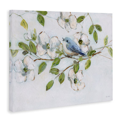Oiseau bleu sur toile de cornouiller, conception de Sally Swatland