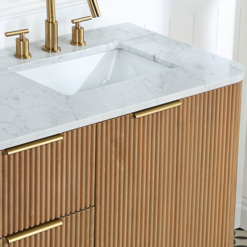Kensington 60" Single Bathroom Vanity in Reeded Birch, Reeded Birch