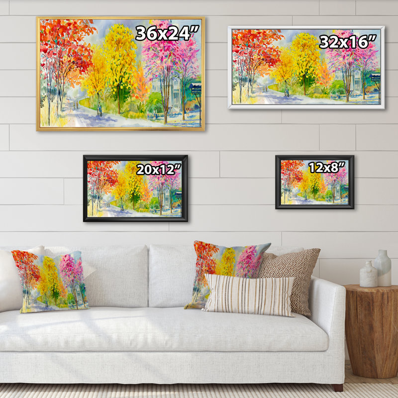 «Path To Four Season Trees», reproduction encadrée sur toile, H 8 po x l 12 po x P 1 po, Cadre flottant blanc