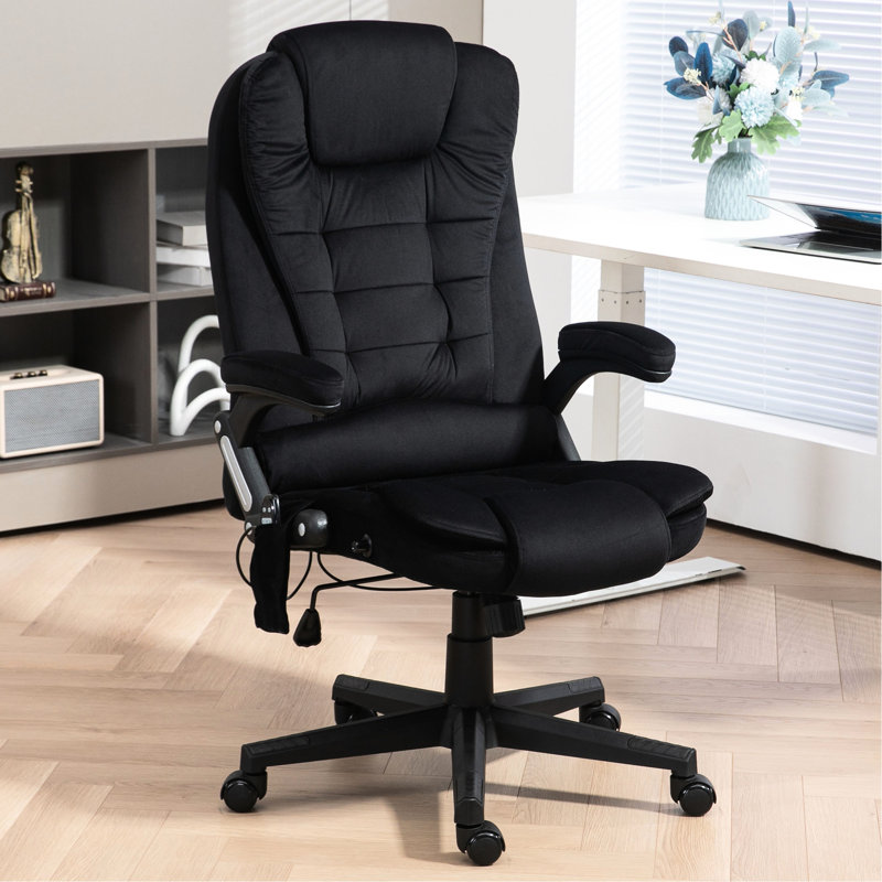 Fauteuil de massage avec chaleur, siège réglable, rembourré, inclinable, bureau de massage en velours noir