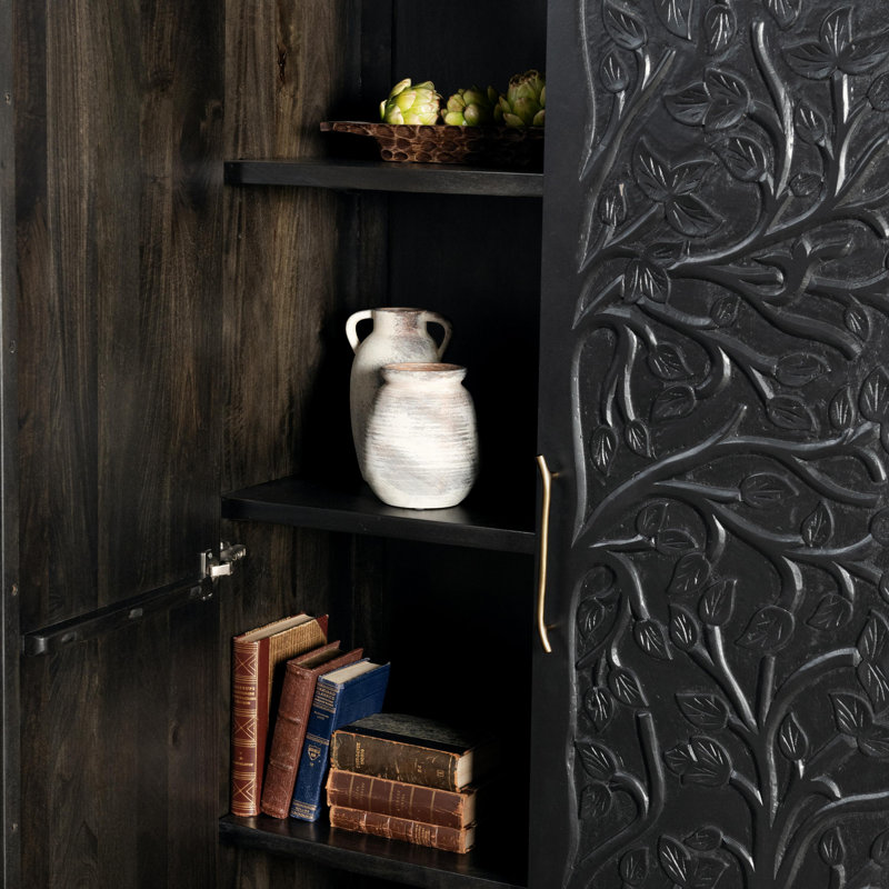 Albero Solid Wood Accent Cabinet, Black