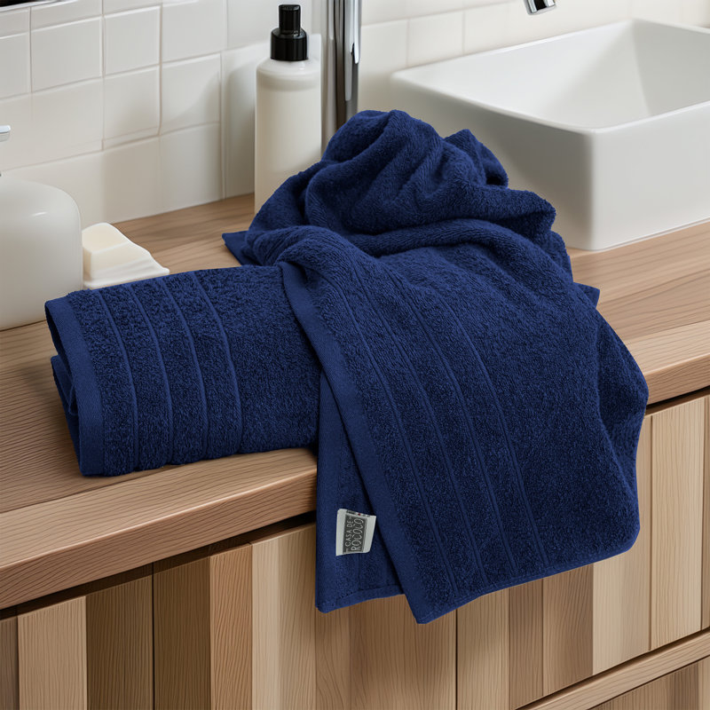100% Cotton Midweight Mulit-Size Set, Navy, 8 Piece Towel Set