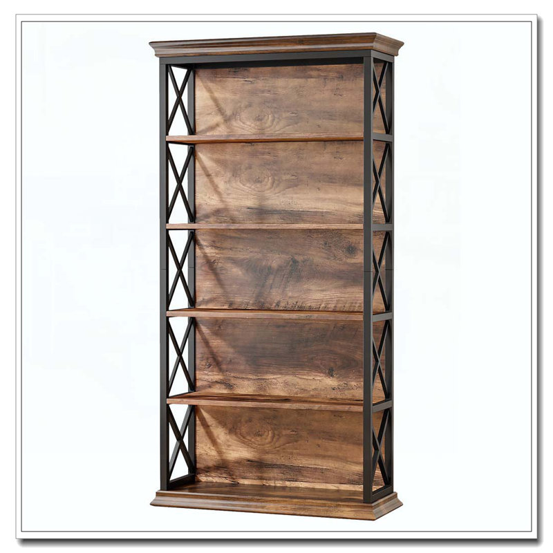 70.8" 6-Tier Industrial Brown & Black Bookshelf For Living Room, Office, Bedroom