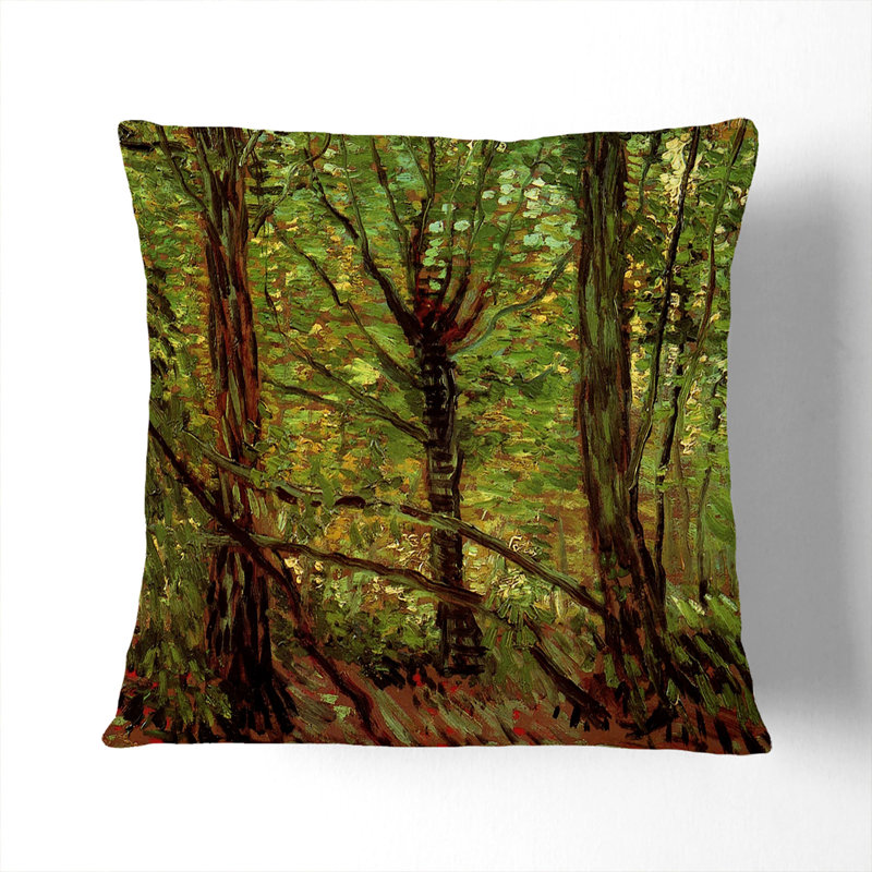 Trees and Undergrowth Scatter Cushion with Filling, White, 55cm H x 55cm W x 20cm D
