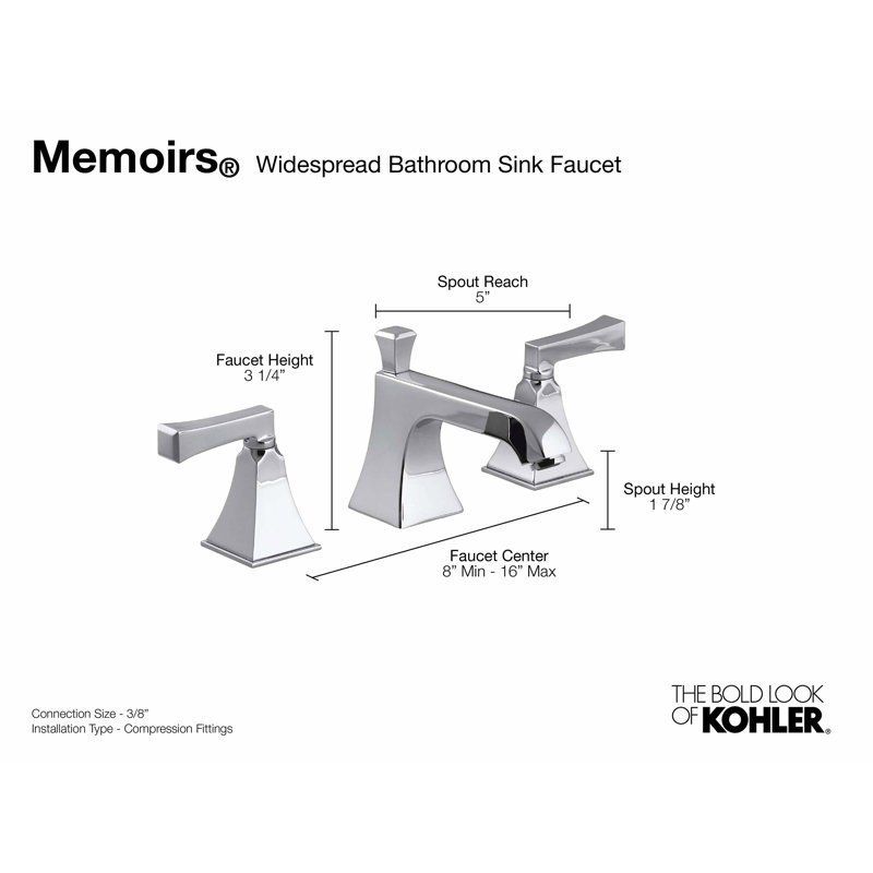 Memoirs® Stately Widespread Bathroom Faucet with Drain Assembly, Polished Chrome