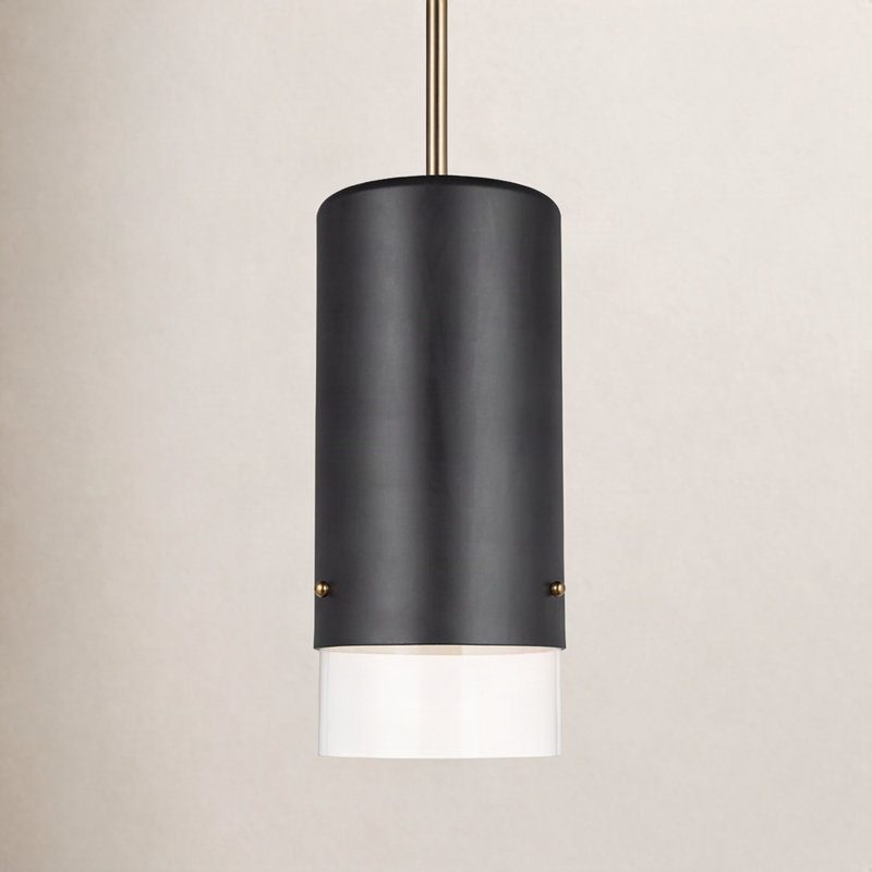 Saeger 1-Light Dimmable Cylinder Single Pendant, Black