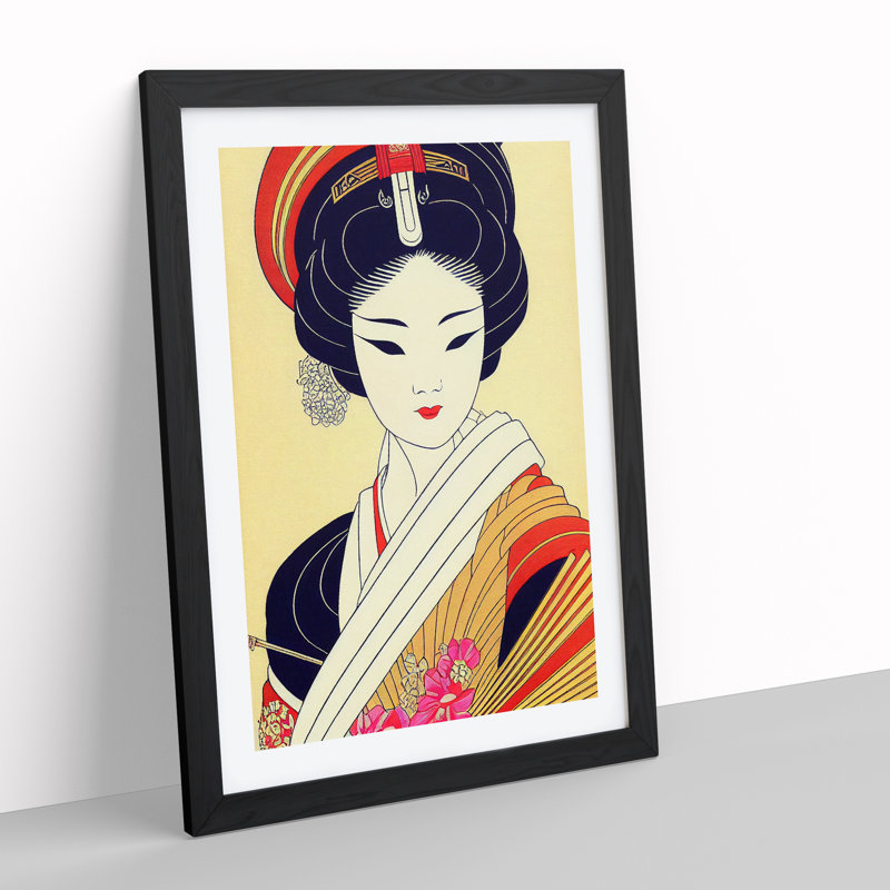 Splendid Geisha - Framed Print, Black Framed, 64cm H x 46cm W x 2cm D