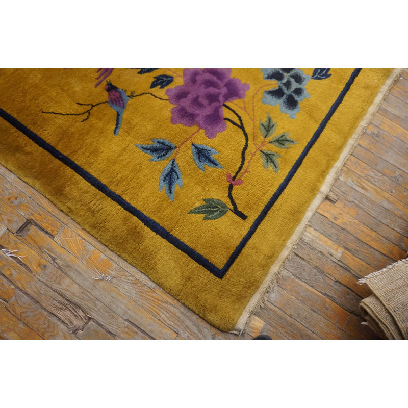 Tapis art déco chinois jaune doré