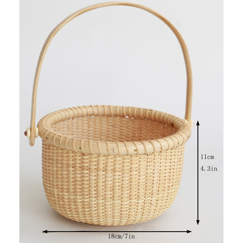 Paniers ronds classiques avec poignées en bois et panier en bois tissé à la main