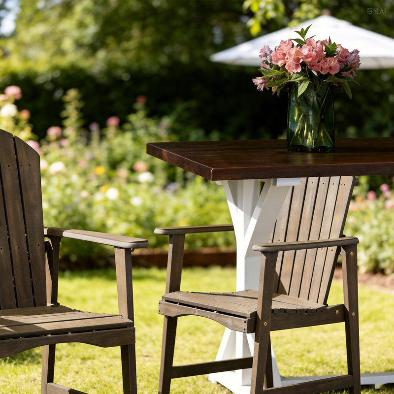 Outdoor Weather Resistant Acacia Wood Adirondack Dining Chairs (Set of 2)