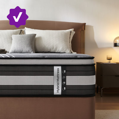 QUEEN 14 Inch Shadow Hybrid Mattress, Medium-Plush Euro Top, Gel Memory Foam for Pressure Relief & Motion Isolation, CertiPUR-US Certified