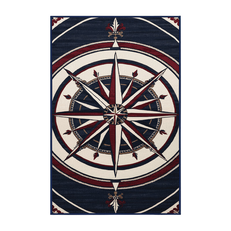  Washable Traditional compass rose patterns Nautical Area Rug