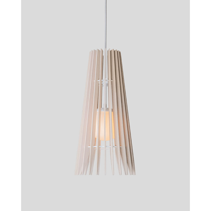 Lex 1 - Light LED Pendant, White, White Washed Oak, 19" H x 9.2" W x 9.2" D