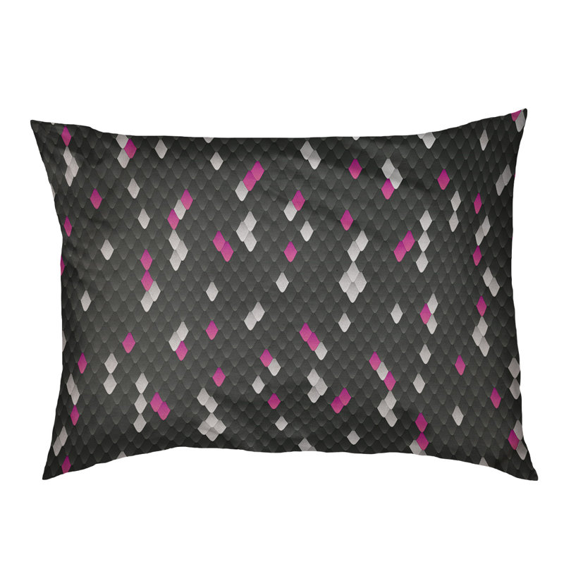 Coussin de lit pour chien à échelles serpent Byrge, Moyen (H 6,5 po x l 40 po x P 30 po), Noir / Rose, Polyester