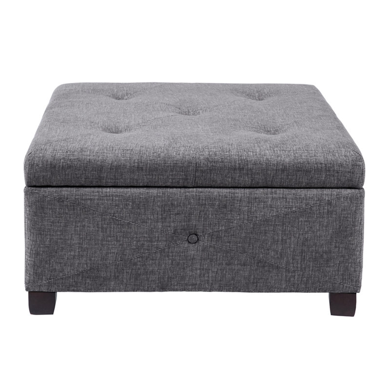 Soft Close Storage Ottoman, Charcoal