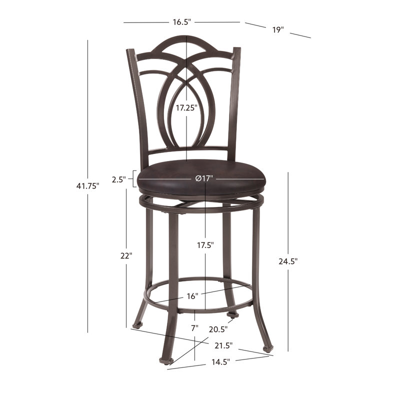 Calif Transitional Espresso Swivel Counter Stool with Faux Leather