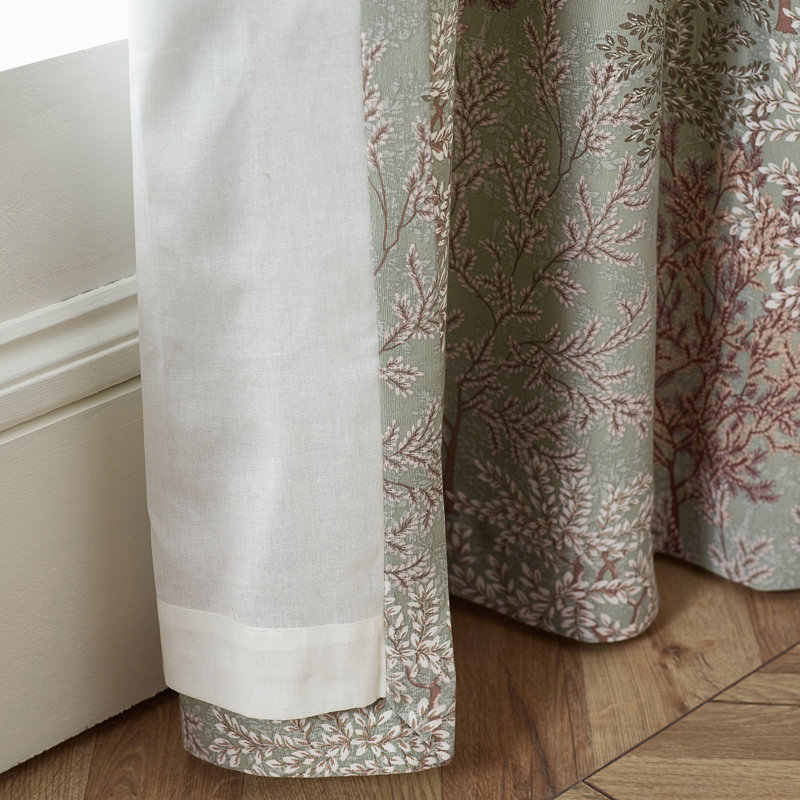 Woodland Trees Lined Pencil Pleat Curtains, 117cm Width x 137cm Drop