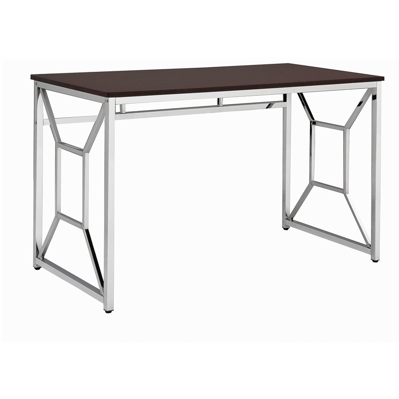 Bureau de travail en panneau de fibres à densité moyenne / chrome, brun