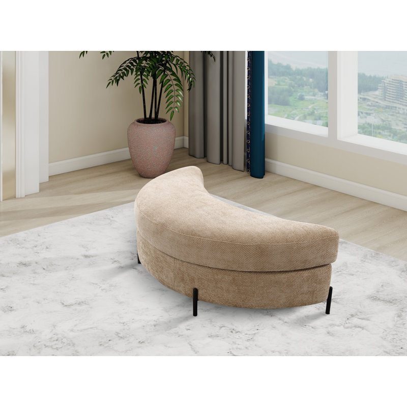 Grand repose-pieds rembourré avec rangement demi-lune, Chenille blé