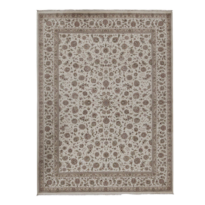 High-Quality Hand-Knotted Ivory Area Rug