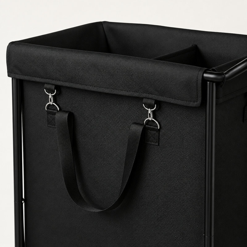 150L wheeled rolling laundry basket trolley, metal frame, removable sorting inner bag, handle, suitable for laundry rooms, bedrooms, patios, hospitals.