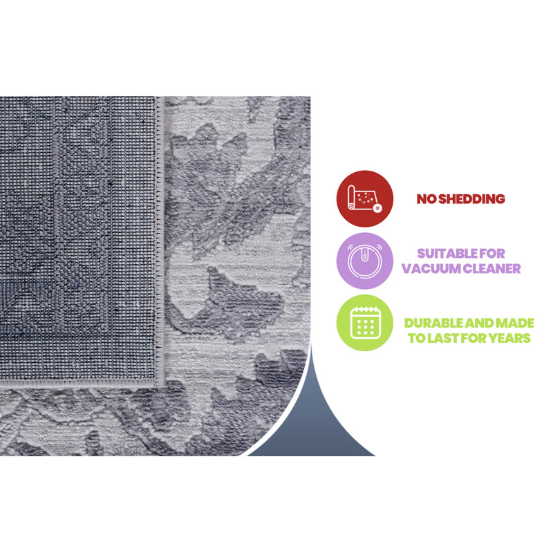 Tapis gris / argenté / oriental LOOM & LUXE, Rectangulaire 8 pi x 10 pi