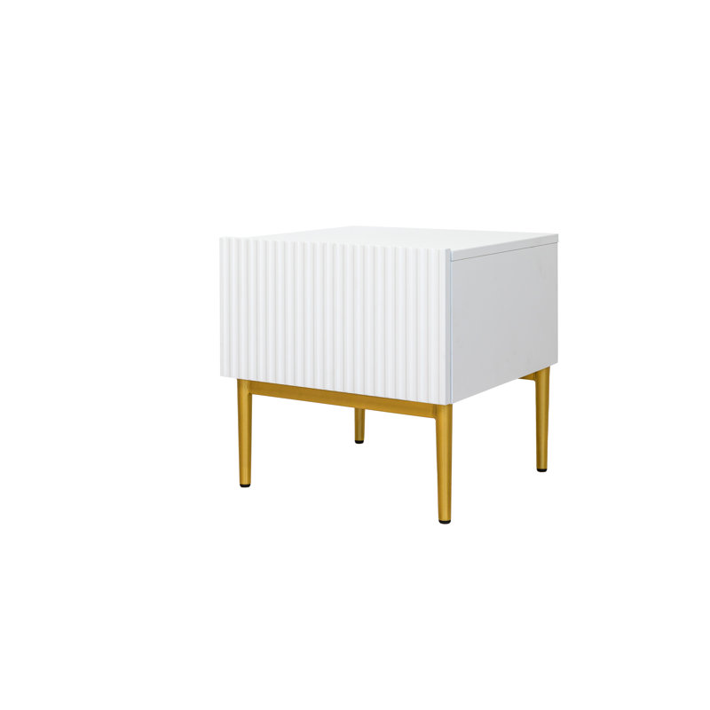 Alantra 46cm W Manufactured Wood Bedside Table, White/Gold