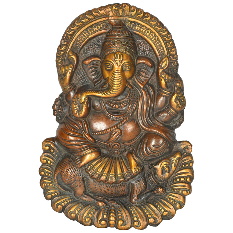 Ganesha assis sur un rat suspendu (statue plate)