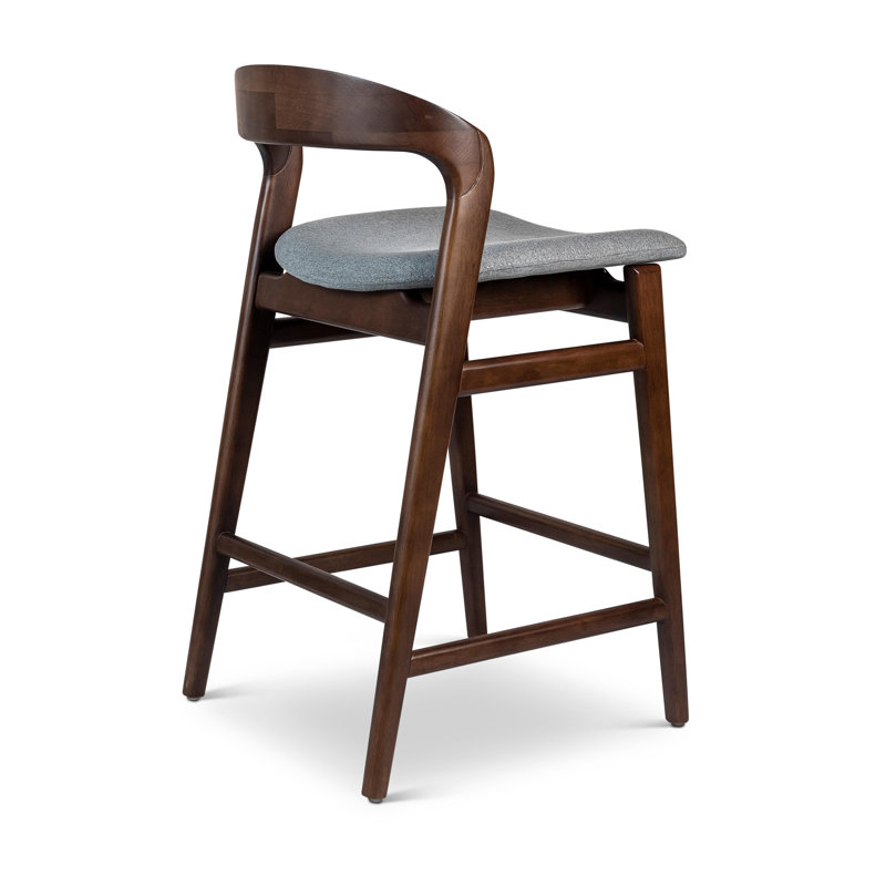 Modern Brazilian Velma Counter Stool, Counter Stool (25.25" Seat Height), Crafted Glaze Performance Boucle