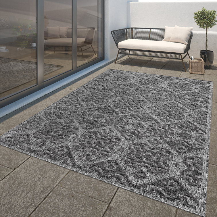 Tapis intérieur / extérieur motif bohème Marrakech avec effet haut-bas