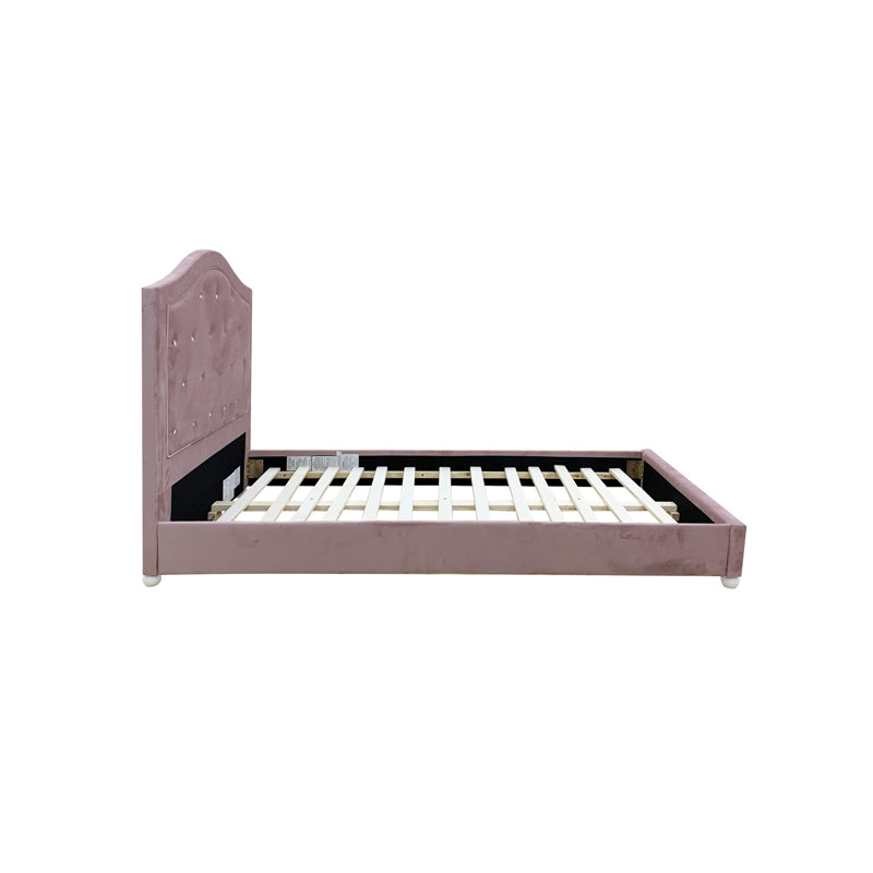 Reggie Pink Twin Upholstered Platform Bed with Storage