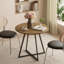 Table de salle à manger ronde 31,5 po pour petite cuisine, table ronde moderne sur pied central avec pattes en métal et plateau aspect bois, table de petit-déjeuner peu encombrante pour 2 à 4 personnes, appartements et coins douillets