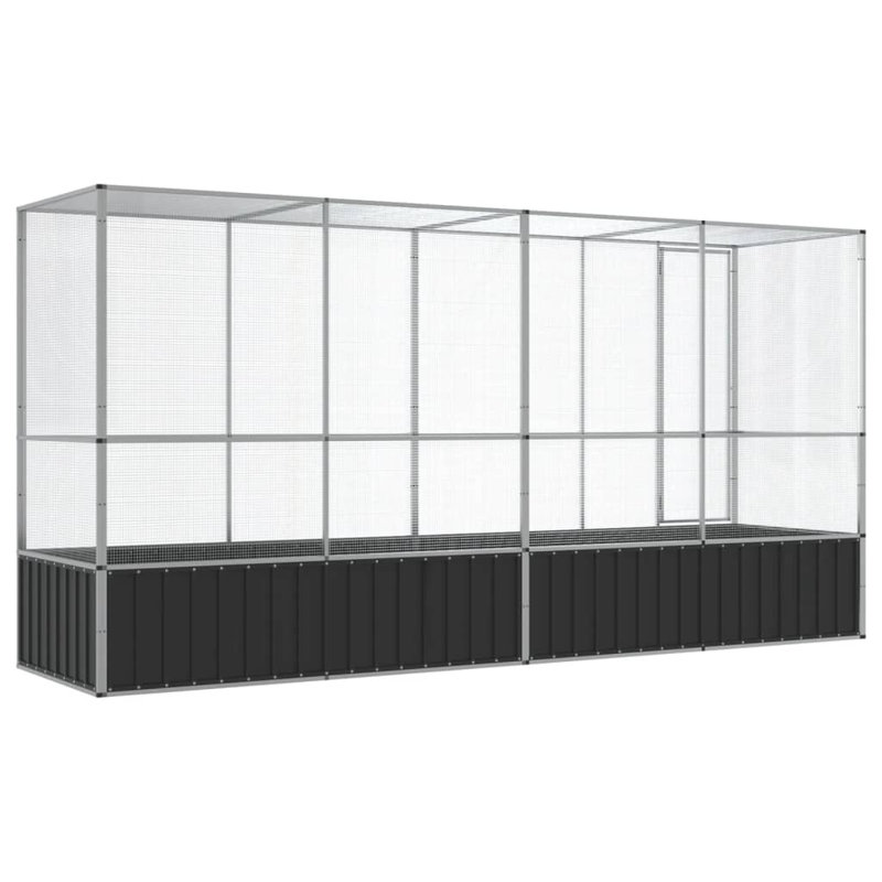 Volière avec extension argent vidaXL 164,8 po x 42,1 po x 83,5 po, H 83,5 po x l 164,8 po x P 42,1 po