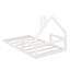 Lit simple au sol en bois, blanc - tête de lit en forme de maison pour lit confortable avec tête de lit attrayante, pin massif et bois massif, chambre chaude-1393091814-1393091817