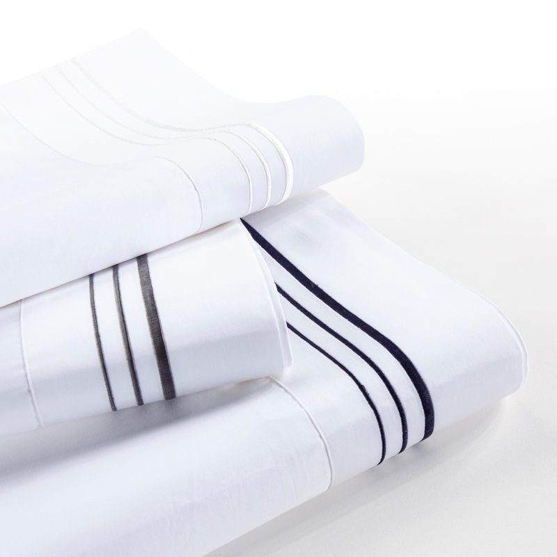 Ensemble de draps 100% coton, Bleu marine, Ensemble de draps pour grand lit + un drap-housse 