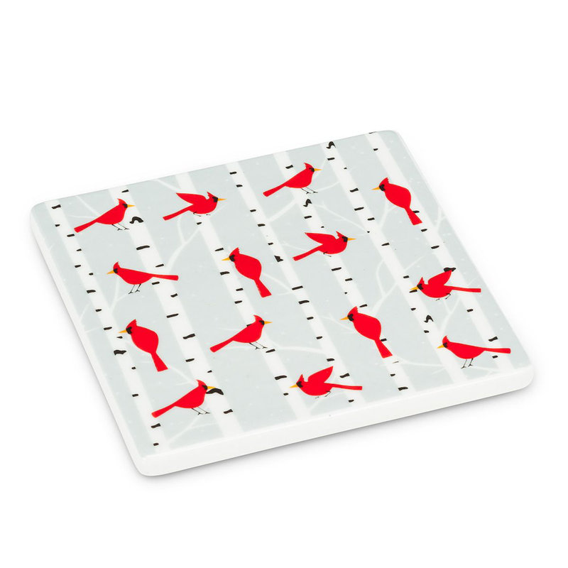 Cardinals & sous-verre en bouleau