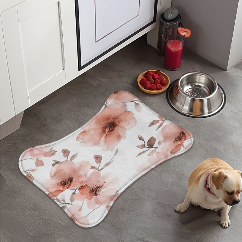Soft Floral Patterns - 1 Piece Bone Shape Feeding Mat