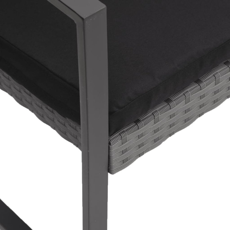 Banc de jardin en osier Gyula, Gris foncé / gris anthracite, Noir