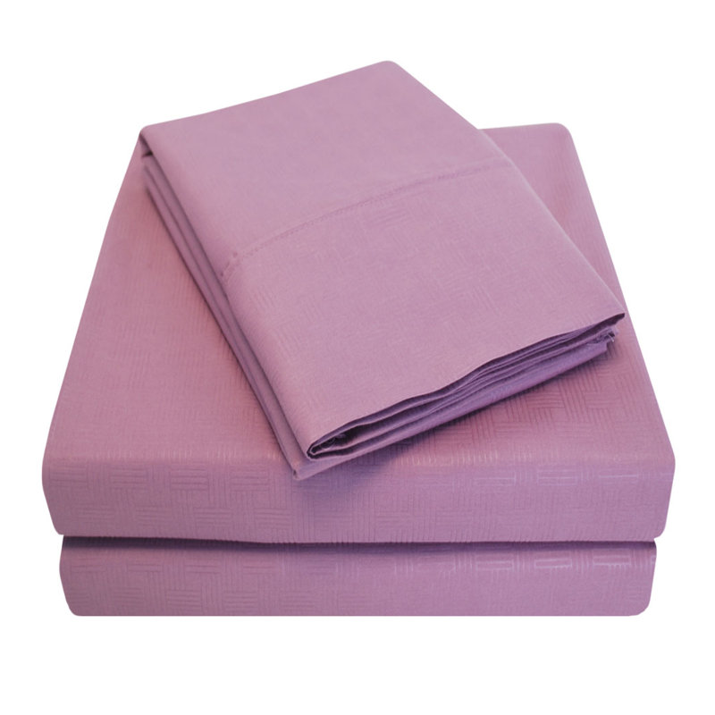 Soft Basketweave 100% Brushed Microfiber Wrinkle-Resistant Deep Pocket Sheet Set, Lavender, King