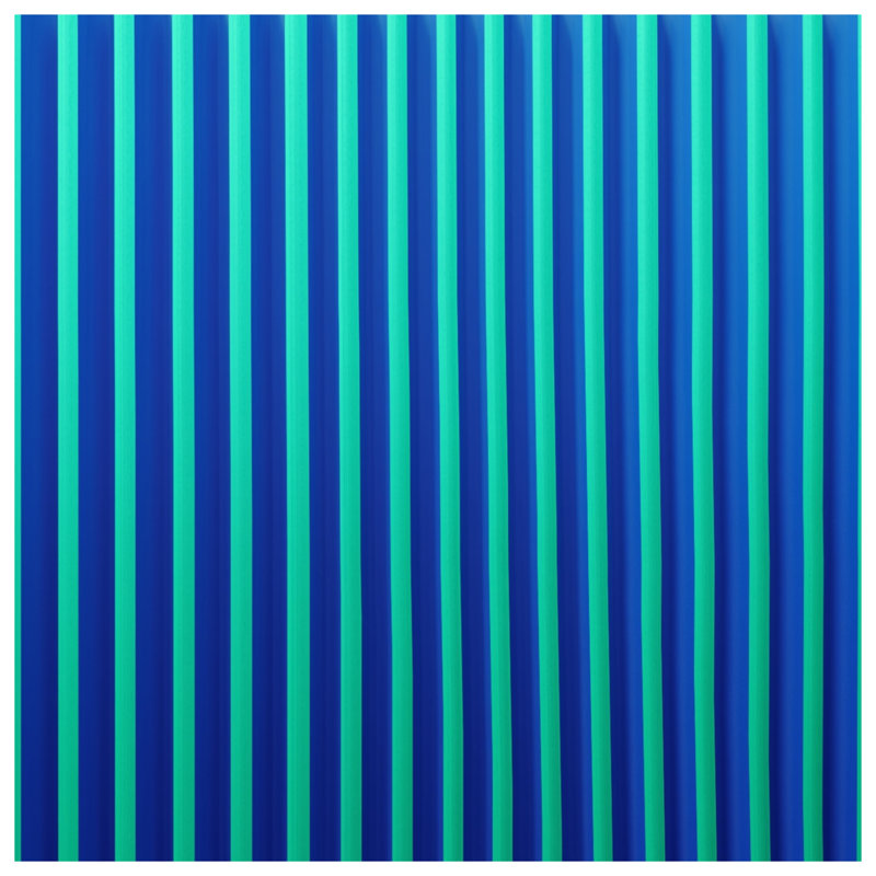 Tapis de bain bleu à rayures verticales, 24in W x 17in L