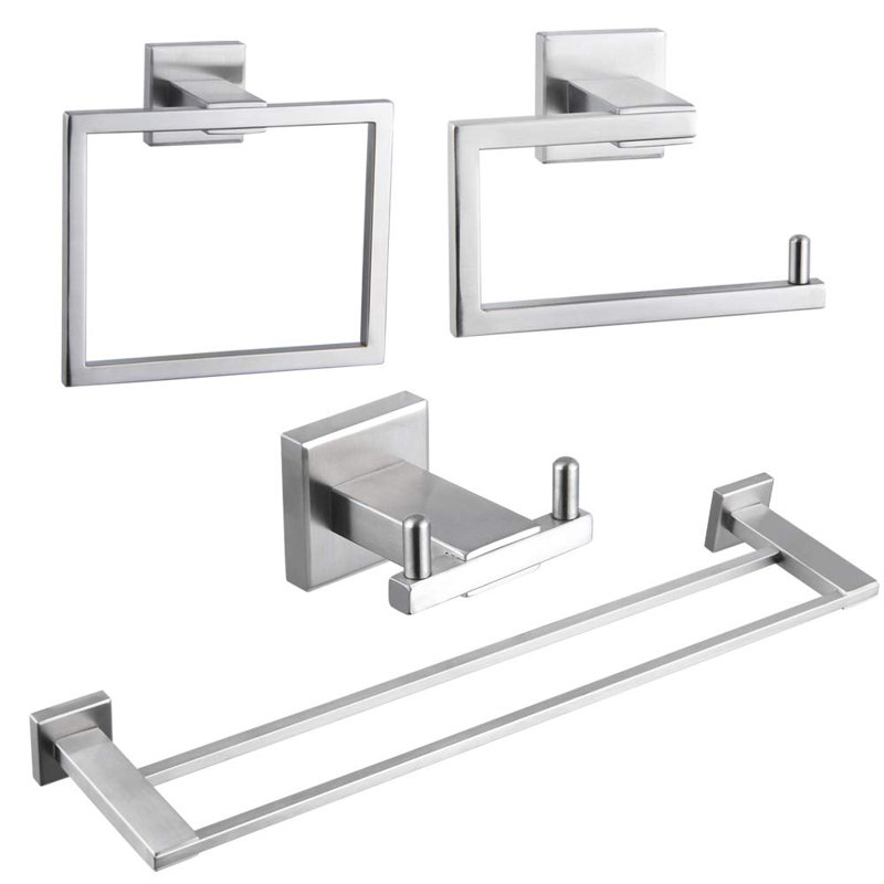4 - Piece Bathroom Hardware Set, Brushed Stainless Steel