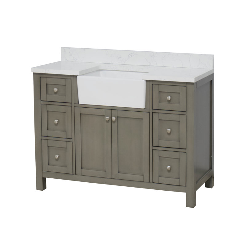 Meuble-lavabo simple l 48 po Yorkshire, Gris patiné