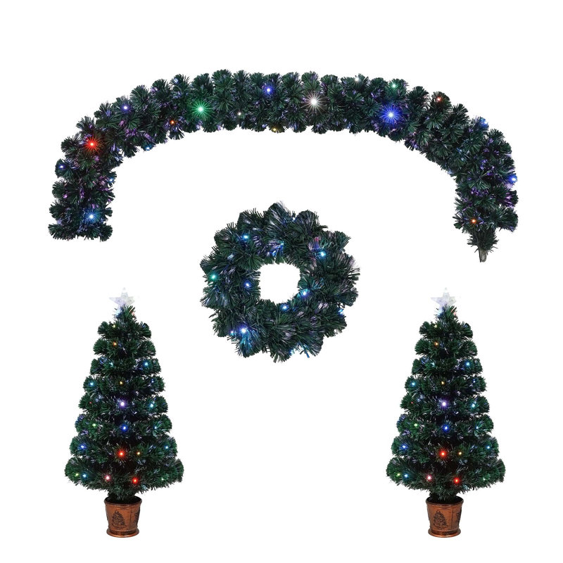 Arbre de Noël artificiel régulier (double) avec aiguilles vertes