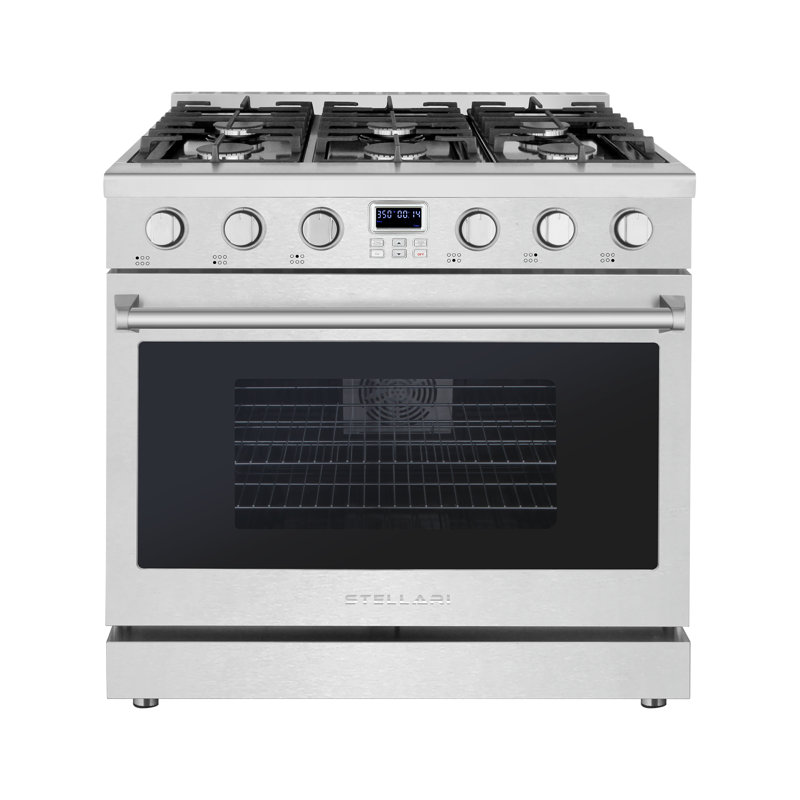 36 in. Stellari 6-Burners 6.3 cu. Ft. Freestanding Professional Gas Range in Stainless Steel with Convection Oven