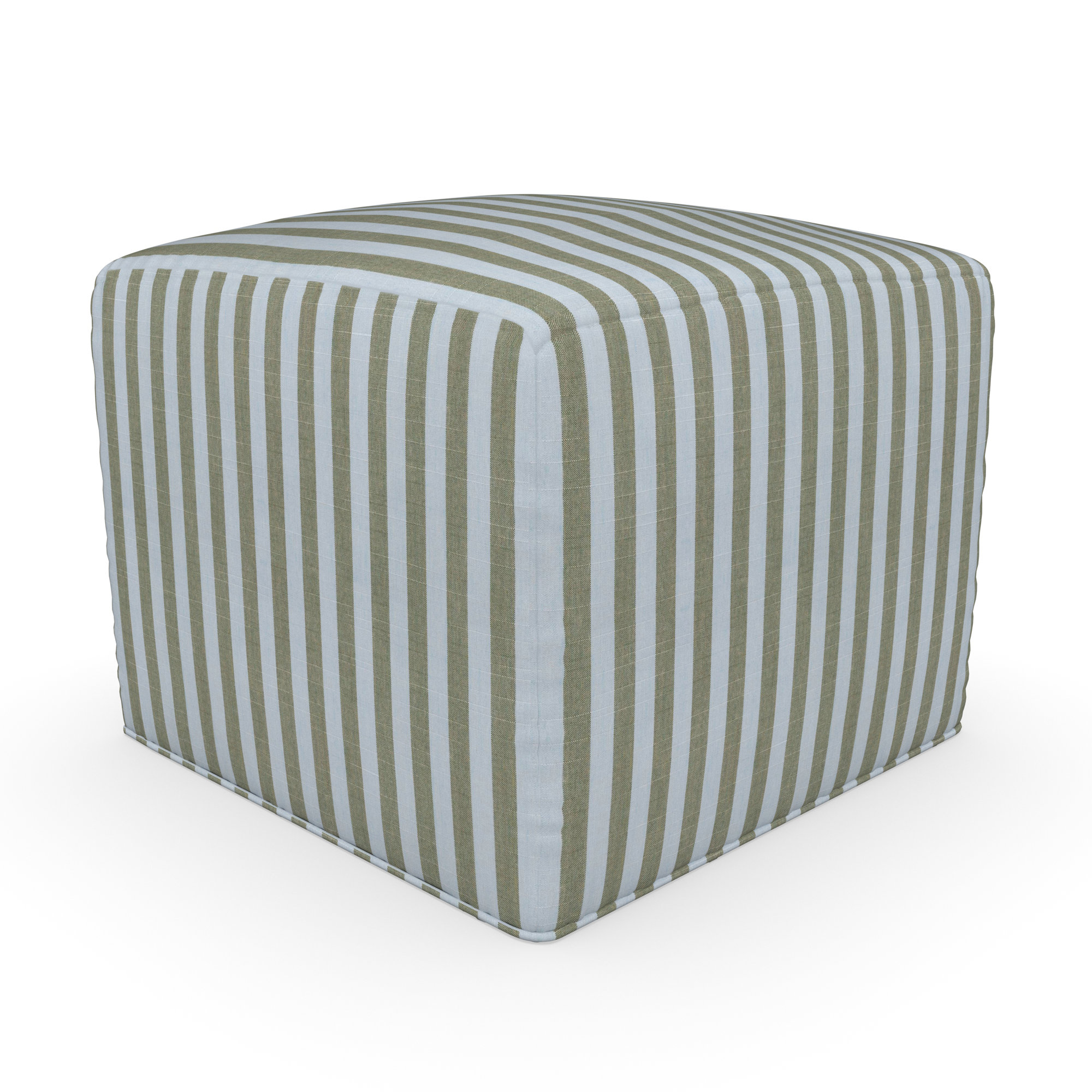 Praia Sunbrella® Outdoor Ottoman, Sail Away Aloe, 18" H x 22" W x 22" D
